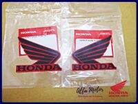 HONDA WING (75 mm.) STICKER ฺ"BLACK" &amp; "RED" "GENUINE PARTS" #สติ๊กเกอรฺ์ โลโก้ ฮอนด้าวิง สีดำตัดเส้นแดง