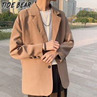 TIDE BEAR สื้อแจ็คเก็ตแขนยาวผู้ชายเสื้อแจ็กเก็ตชายแบบหลวมสไตล์ชุดรัดรูปเสื้อคลุมแขนยาว