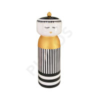 Philos(ฟีโลส),Miss etoile Jar Decoration Gold White Stripes : JA191 | ขวดโหลเซรามิค ขวดโหล่ใส่ดอกไม้สำหรับตกแต่งบ้าน