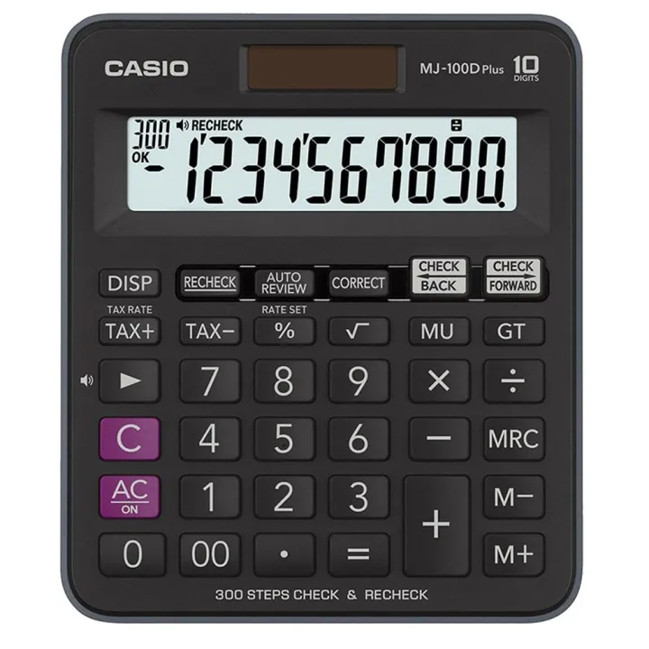 Casio Desktop Calculator 10 Digits 300 Steps Check & Recheck Tax Calculation (MJ100DPLUS