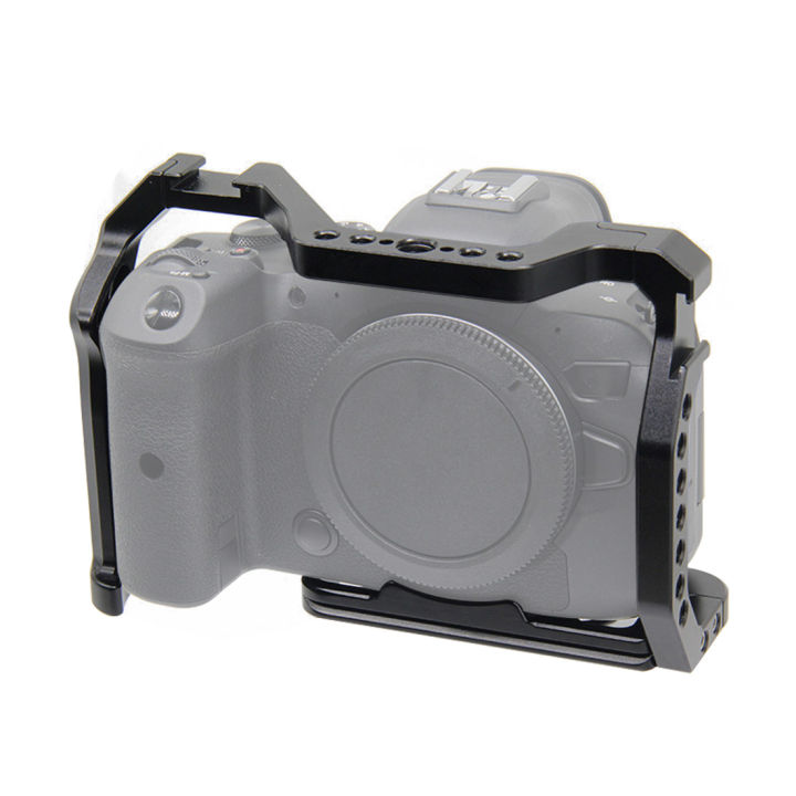 กรงกล้องอลูมิเนียมอัลลอยด์กรงวิดีโอสำหรับ-canon-r6-dslr-dual-cold-shoe-mount-14-38รูสกรูสำหรับ-vlog-ไฟไมโครโฟน