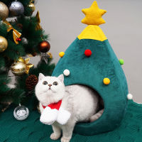 Pet Cat Bed Christmas Comfortable Pet Bed Christmas Tree Winter Warm Pets Nest Cat House Mat Dog Bed For Cats Litter Kennel Home