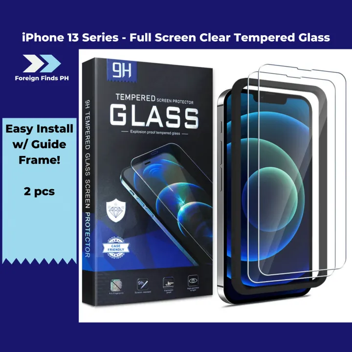 iPhone 13 Series 2pc Full Screen Borderless Tempered Glass w/ Easy ...