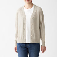 เสื้อไหมพรหมคาร์ดิแกน เสื้อคลุมไหมพรหมมูจิ Wool Silk Washable V-Neck Wide Cardigan