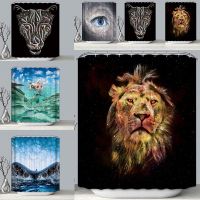 Lion 3D Leopard Pig Animals Prints Bathroom Shower Curtain Waterproof Home Decor