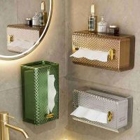 Convenient Large Capacity Bathroom Decor Adhesive Wall Mounted Napkin Organizer Paper Holder Paper Towel Tissue Box Tissue Holders