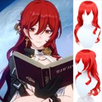 UNOGNA หยักเป็นคลื่น วิกคอสเพลย์ himeko สีแดงเเดง สังเคราะห์สังเคราะห์สังเคราะห์ วิกผมหยิกยาว น่ารักน่ารักๆ ขนปุยฟู Honkai Star Rail cos วิกผม คอสเพลย์เกมอะนิเมะ