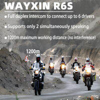 WAYXIN R6s อินเตอร์โฟนสื่อสารสำหรับ6ผู้ขับขี่กันน้ำบลูทูธอินเตอร์คอมรถจักรยานยนต์หมวกกันน็อคอินเตอร์คอมชุดหูฟัง1200เมตร