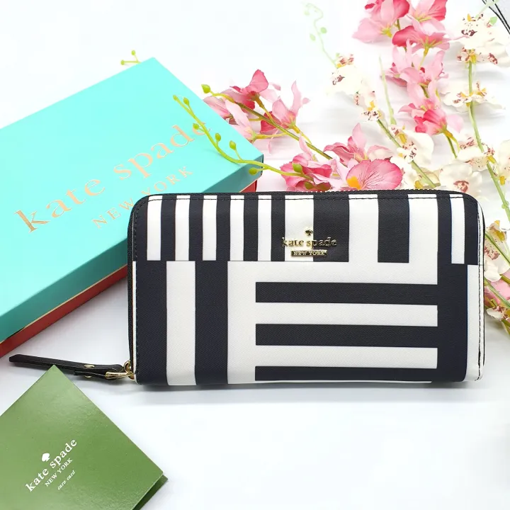 Best Selling Kate Spade Classic Black And White Vertical Stripes Lyla Nylon  Wallet | Lazada PH