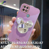 JieFie น่ารัก Minnie โทรศัพท์สำหรับ OPPO A15 / A15S / A5 2020 / A9 2020 / A5S / A17 / A16 / A16K / A12 / A12E / A3S / A7 แฟชั่นสไตล์ Girly กับ Shiny Diamond Mickey Mouse กระจกโทรศัพท์