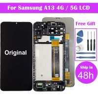 A135 LCD 4G ของแท้ใหม่สำหรับ Galaxy A13หน้าจอดิจิตอลสัมผัสหน้าจอ LCD A135F 5G ของแท้สำหรับ A13 A136B LCD A136U LCD