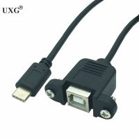 50cm USB 2.0 B Female with Screw Panel Mount Printer Cable Panel Mount to type c male cable