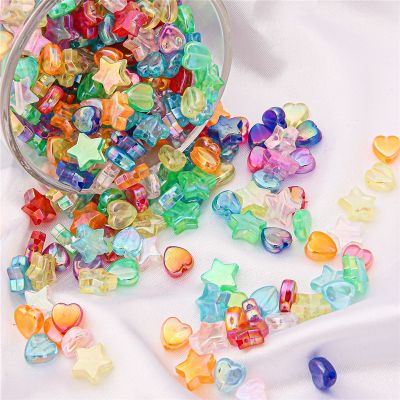 100PCS 10mm Candy Color Star Heart Acrylic Loose Spacer Beads Spacer DIY Jewelry Accessories