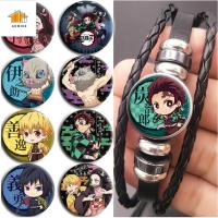 D5JKY คามาโดะ เนซึโกะ เวลา Cabochon Kimetsu No Yaiba เครื่องประดับ คอสเพลย์ สายรัดข้อมือ สร้อยข้อมือ Anime Demon Slayer สร้อยข้อมือถัก สร้อยข้อมือผี