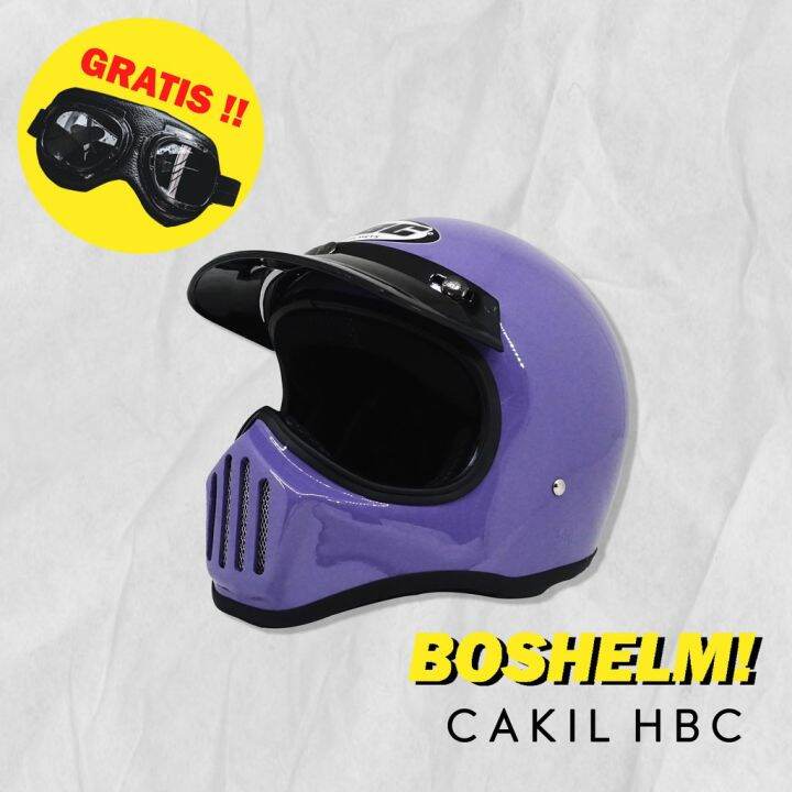 Helm Cakil HBC Ungu Lilac Glossy Helm Retro Full Face SNI | Lazada ...