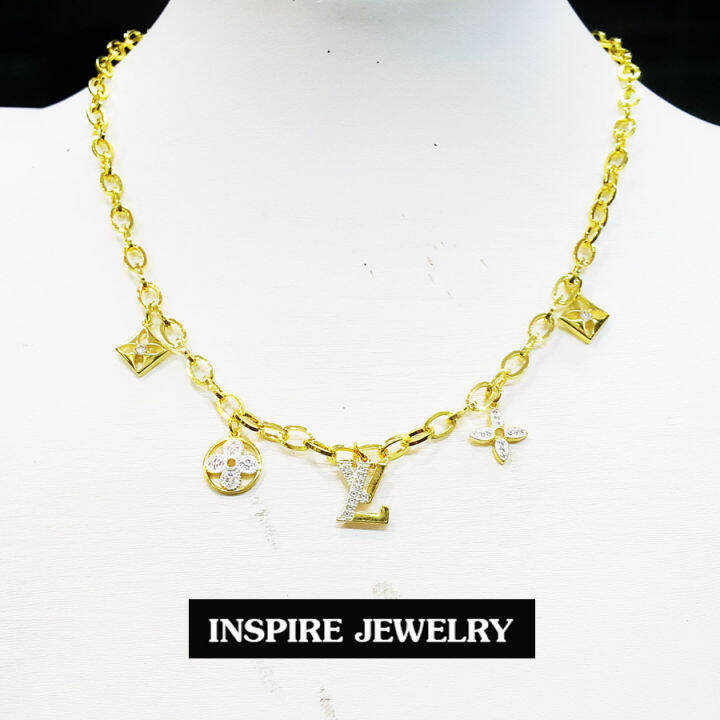 inspire-jewelry-สร้อยคอสังวาลย์ทอง-น้ำหนัก-1-บาท-งานทองไมครอน-ชุบเศษทองคำแท้-ยาว-17-นิ้ว-สร้อยคอปรับไซด์ได้-งานแฟชั่น-ห้อยตัวอักษร