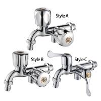 Water Faucet for Washing Machine Double Spout Double Switch G1/2 Water Tap Faucet Sink Water Tap for Garden Bathroom Kitchen