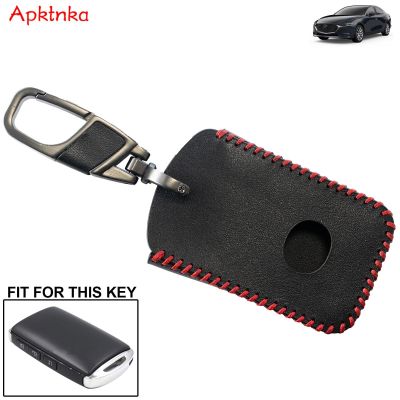 ☜๑ PU Leather Auto Car Key Case For Mazda 3 CX-4 CX-5 CX-8 2019 2020 Car Key Holder Shell Remote Cover Protector W/ Keychain Decor