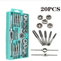 20pcs Metric Hand Tap Die Set M3 m12 Alloy Steel Screw Thread Plugs Straight Taper Reamer Tools