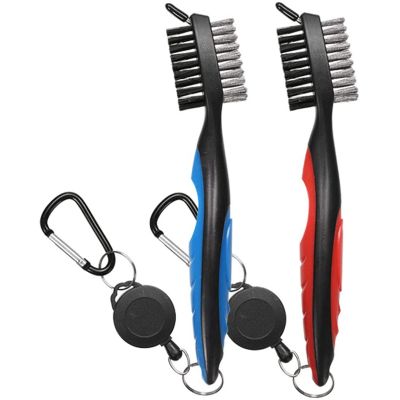 Golf Club Brush Groove Cleaner, 2-Pack Golf Club Brush and Club Groove Cleaner Retractable Zip-Line Cleaning Tools