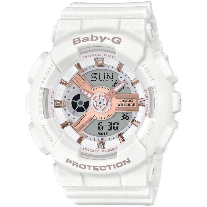 Casio_Baby_G_Ga110 White & Rose Gold Watch For Ladies | Lazada