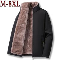 Lamb Velvet Jacket Mens Winter Stand Collar Padded Overcoats Men 8XL Plus Size Warm Clothing Male