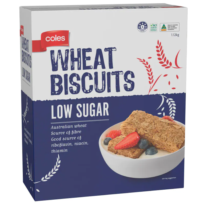 Coles Wheat Biscuits 1.12kg โคลส์ ซีเรียล แป้งสาลีโฮลวีทชนิดแผ่น 1.12กก
