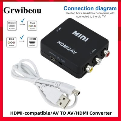 Konverter Adaptor Komposit HD 1080P RCA AV Ke HDMI Kabel Video Audio AV2HDMI HDMI Ke AV dengan Kabel USB untuk Kotak TV HD