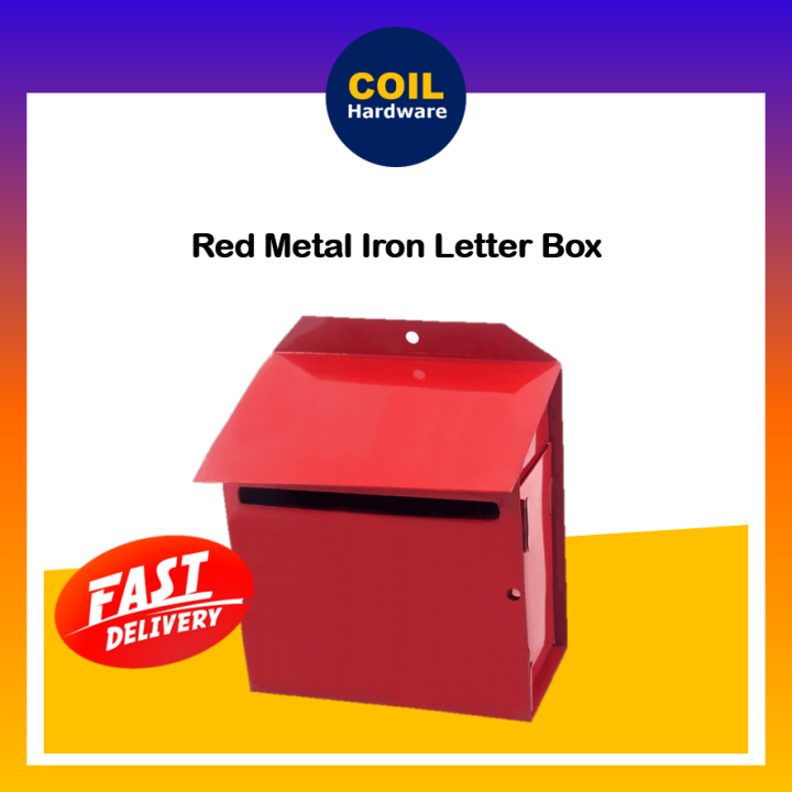 COIL Iron Metal Letter Box Home / Red mail box Home/ Peti Surat Besi
