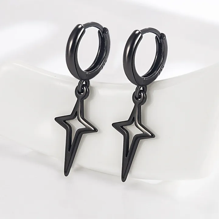 stars-earrings-womens-rock-jewelry-gothic-style-earrings-blacksilver-color-earrings-punk-rock-earrings