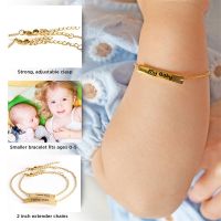 Custom Baby Name Bracelets for Child Personalized Stainless Steel Engraved Letter Adjustable Kids Link Chain Nameplate Jewelry