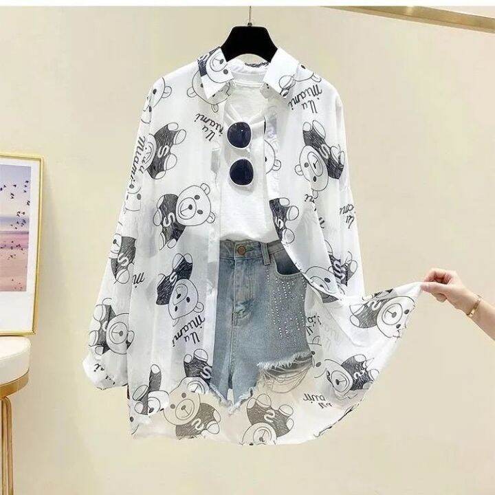 Prevent bask in clothes woman 2023 new chiffon han edition brim bear