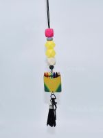 【LZ】♘◕  Silicone Crayon grânulos com Tassel Lanyard Keychain lápis em branco acrílico