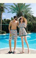 top●South Korean version of the new conservative couples one-piece skirt flat Angle cover stomach show thin womens swimsuit beach pants