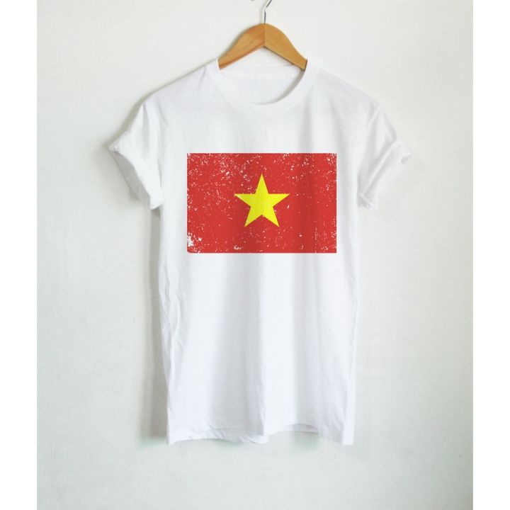 เสื้อยืดลาย-ธงชาติเวียดนาม-ประเทศเวียดนาม-vietnam-flag-เสื้อยืดสกรีน-แขนสั้น-คอกลม