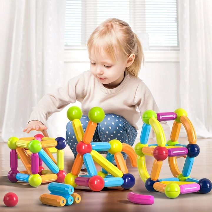 364264ชิ้นเมจิกแม่เหล็กอาคารบล็อกของเล่นแม่เหล็กชุดแม่เหล็กบอล-s-ticks-ก้านเกม-montessori-ของเล่นเพื่อการศึกษาสำหรับเด็ก