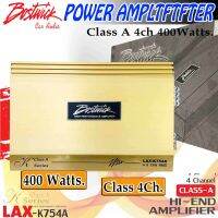 เพาเวอร์แอมป์ติดรถยนต์ BOSTWICK รุ่นLAX-K754A แอมป์ Class 4ch. กำลังขับ 400watts. ใช้ขับลำโพงที่เน้นดนตรีรายละเอียดเสียง เครื่องเสียงติดรถยนต์