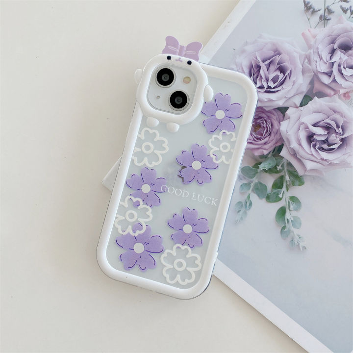 เคสโทรศัพท์สำหรับ-oppo-a3s-a5s-a12-a15-a35-a8-a9-realme-a31-c33-5-7i-8-8i-9i-10-pro-plus-5g-เคส-c11-c3-c15-c20-c21-c35-c55เคสฝากรอบสีม่วงดอกไม้สดลายดอกไม้น่ารัก3d-ซิลิโคน-tpu-ใสรูปการ์ตูนเลนส์รูปสัตว์