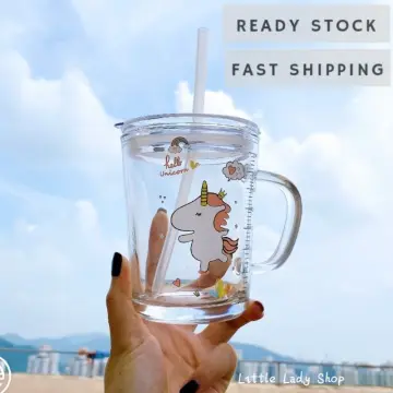 550ml/400ml Glass Cup With Lid and Straw Transparent Bubble Tea Cup Juice  Glass Beer Can Milk Mocha Cups Breakfast Mug Drinkware