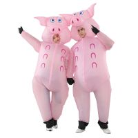 Adult Mascot Pink Pig Inflatable Costumes Halloween Cosplay Costumes For Man Woman Animal Party Role Play Disfraz