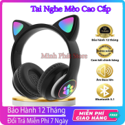 Tai nghe bluetooth chụp tai - Tai mèo dễ thương- P47 có khe cắm thẻ nhớ