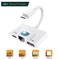 ประเภท USB C ถึงยูเอสบีอีเธอร์เน็ตอะแดปเตอร์ OTG USB/สายเคเบิล RJ45เครือข่ายแบบมีสายดองเกิลแลน10/100Mbps พร้อม Google Pixel สำหรับ Ipad Pro การชาร์จ