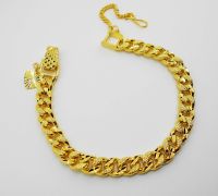 Cuban Bracelet Bangle 23K 24K Thai Baht Yellow Gold Plated Jewelry 7" Women Men