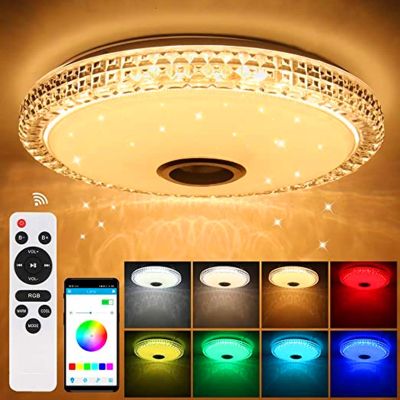 ❁℗ LED Ceiling Light Smart App Control 220V RGB Music Ceiling Lamp Bluetooth Speaker Indoor Living Recreation Room Bedroom Lighting