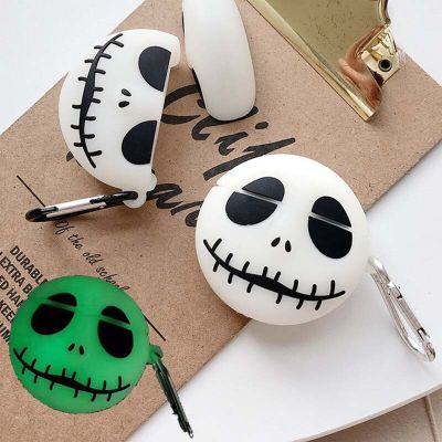 Halloween Skull Cartoon Case For airpods 1 2 3 Pro Cover Wireless ear phone airpod Carabiner Soft Silicone earphone Holder Skin Wireless Earbuds Acces