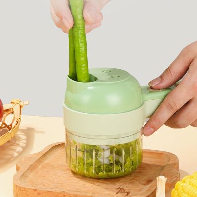【CW】 Electric 4 In 1 Handheld Vegetable Cutter Set Durable Crusher USB Charging Ginger Masher Machine