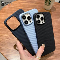 เคสโทรศัพท์คาร์บอนไฟเบอร์แมตต์หรู CSCR สำหรับ iPhone 14 13 12 Pro Max 14 Plus เคสหุ้มกันกระแทกแบบกรอบรูปโลหะ Bumper รวมทุกอย่าง