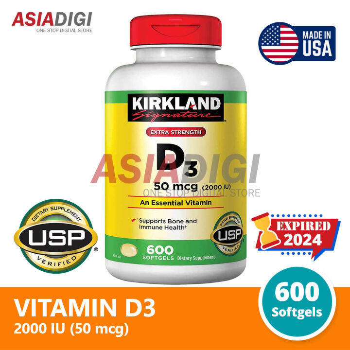 Kirkland Signature Vitamin D3 50 mcg (2000 IU) 600 softgels Lazada