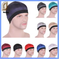 NICOLEY สีทึบทึบ หมวก durag ผู้ชาย ระบายอากาศได้ระบายอากาศ อีลาสติก หมวก durag หลากสี ฝากระโปรง หลากสี หมวกลายคลื่น สำหรับผู้ชาย