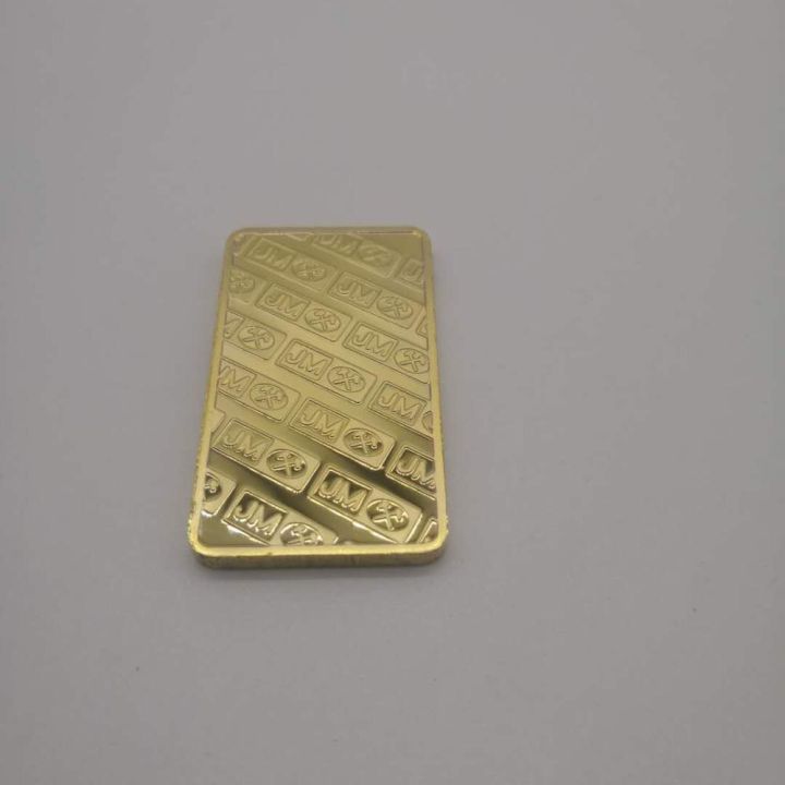 เหรียญที่ระลึก-johnson-matthey-jm-bar-ขนาด1ออนซ์24k-เหรียญหุ้มทอง50x28มม-สามารถปรับแต่งได้